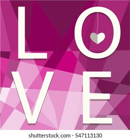 Cover design.The letters L,O,V and E on the pink background.