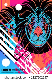 Cover with design of lion's head. Applicable for Banners, Placards, Posters, Flyers and Banner Designs. 
