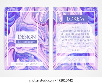 Cover design with marbling. Marble texture. Paint splash. Colorful fluid. It can be used for brochure, cover book, catalog. Size A4. Vector illustration, eps10