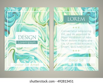 Cover design with marbling. Marble texture. Paint splash. Colorful fluid. It can be used for brochure, cover book, catalog. Size A4. Vector illustration, eps10