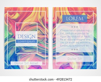 Cover design with marbling. Marble texture. Paint splash. Colorful fluid. It can be used for brochure, cover book, catalog. Size A4. Vector illustration, eps10