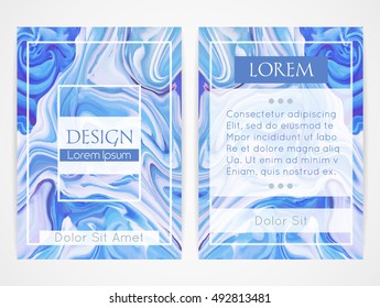 Cover design with marbling. Marble texture. Paint splash. Colorful fluid. It can be used for brochure, cover book, catalog. Size A4. Vector illustration, eps10