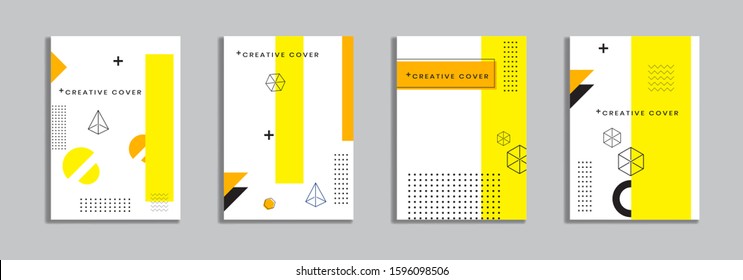 Cover design with memphis style. background of geometric shapes. minimal pattern. Can be used for banners, placards, posters, leaflets, etc. Vector template