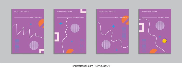 Cover design with memphis style. background of geometric shapes. minimal pattern. Can be used for banners, placards, posters, leaflets, etc. Vector template
