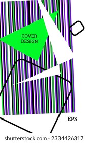 Cover design in Memphis style. Geometric design, abstract background. Fashionable bright cover, banner, poster, booklet. Creative colors.