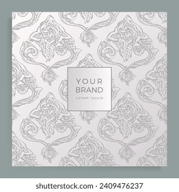 Diseño de portada para menú, invitación a boda, folleto, portafolio, catálogo. Elegante plantilla con un original patrón floral hecho a mano.