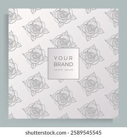 Cover design for menu, wedding invitation, booklet, portfolio, catalog. Elegant template with an original handmade floral pattern.