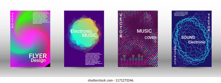 Cover design. The minimum coverage of the vector. Set of modern abstract musical backgrounds. Sound flyer for creating a fashionable abstract cover, banner, poster, booklet.