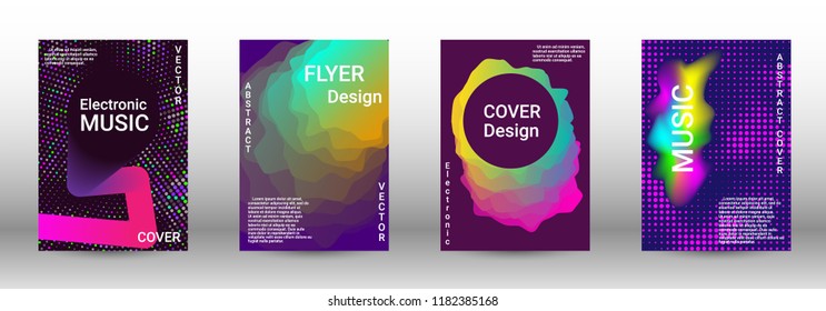 Cover design. The minimum coverage of the vector. Set of modern abstract musical backgrounds. Sound flyer for creating a fashionable abstract cover, banner, poster, booklet.