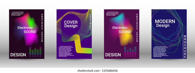 Cover design. The minimum coverage of the vector. Set of modern abstract musical backgrounds. Sound flyer for creating a fashionable abstract cover, banner, poster, booklet.