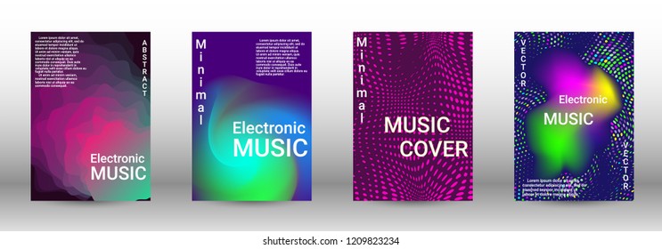 Cover design. The minimum coverage of the vector. Set of modern abstract musical backgrounds. Sound flyer for creating a fashionable abstract cover, banner, poster, booklet.