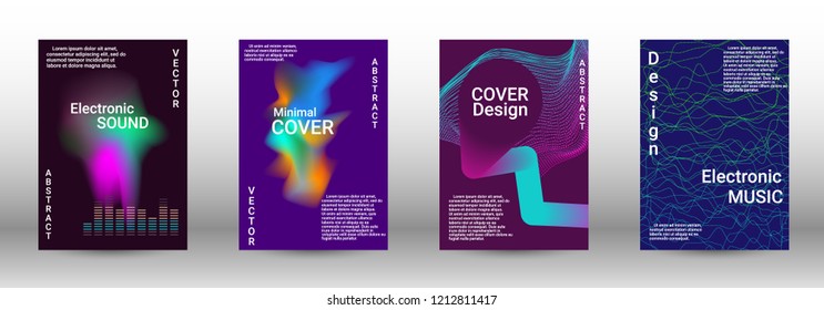 Cover design. The minimum coverage of the vector. Set of modern abstract musical backgrounds. Sound flyer for creating a fashionable abstract cover, banner, poster, booklet.