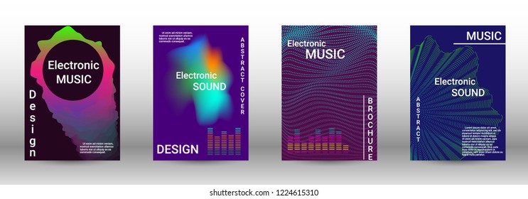 Cover design. The minimum coverage of the vector. Set of modern abstract musical backgrounds. Sound flyer for creating a fashionable abstract cover, banner, poster, booklet.