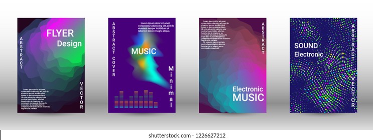 Cover design. The minimum coverage of the vector. Set of modern abstract musical backgrounds. Sound flyer for creating a fashionable abstract cover, banner, poster, booklet.