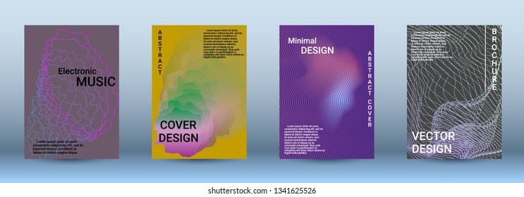 Cover design. The minimum coverage of the vector. Set of modern abstract musical backgrounds. Sound flyer for creating a fashionable abstract cover, banner, poster, booklet.