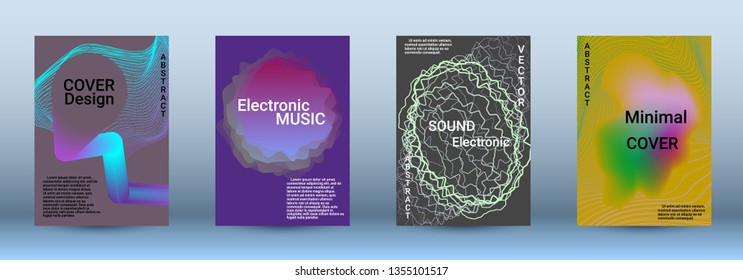 Cover design. The minimum coverage of the vector. Set of modern abstract musical backgrounds. Sound flyer for creating a fashionable abstract cover, banner, poster, booklet.