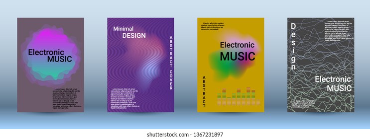 Cover design. The minimum coverage of the vector. Set of modern abstract musical backgrounds. Sound flyer for creating a fashionable abstract cover, banner, poster, booklet.