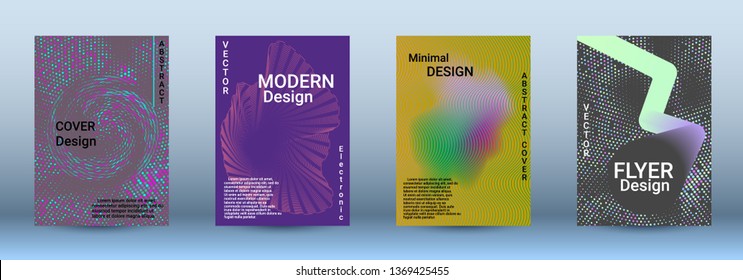 Cover design. The minimum coverage of the vector. Set of modern abstract musical backgrounds. Sound flyer for creating a fashionable abstract cover, banner, poster, booklet.