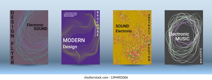 Cover design. The minimum coverage of the vector. Set of modern abstract musical backgrounds. Sound flyer for creating a fashionable abstract cover, banner, poster, booklet.