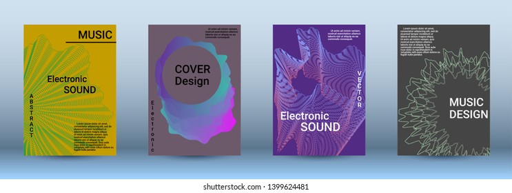 Cover design. The minimum coverage of the vector. Set of modern abstract musical backgrounds. Sound flyer for creating a fashionable abstract cover, banner, poster, booklet.