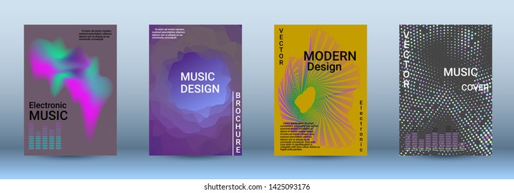 Cover design. The minimum coverage of the vector. Set of modern abstract musical backgrounds. Sound flyer for creating a fashionable abstract cover, banner, poster, booklet.