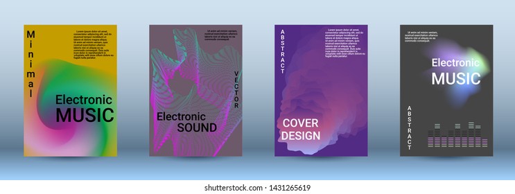 Cover design. The minimum coverage of the vector. Set of modern abstract musical backgrounds. Sound flyer for creating a fashionable abstract cover, banner, poster, booklet.