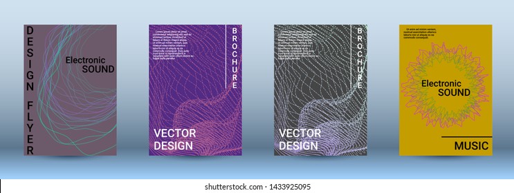 Cover design. The minimum coverage of the vector. Set of modern abstract musical backgrounds. Sound flyer for creating a fashionable abstract cover, banner, poster, booklet.