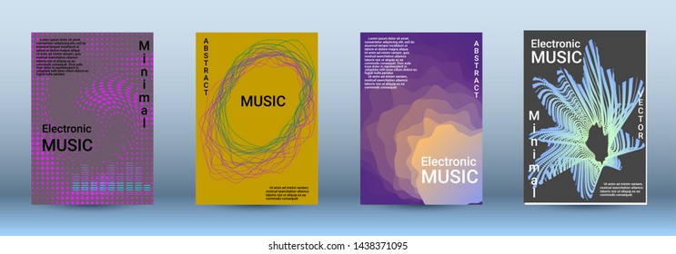 Cover design. The minimum coverage of the vector. Set of modern abstract musical backgrounds. Sound flyer for creating a fashionable abstract cover, banner, poster, booklet.