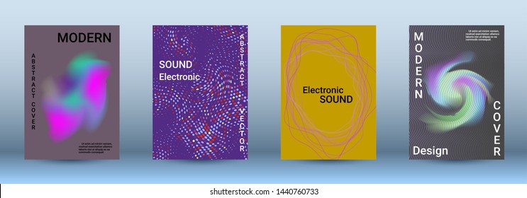 Cover design. The minimum coverage of the vector. Set of modern abstract musical backgrounds. Sound flyer for creating a fashionable abstract cover, banner, poster, booklet.