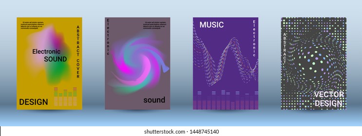 Cover design. The minimum coverage of the vector. Set of modern abstract musical geometric backgrounds. Sound flyer for creating a fashionable abstract cover, banner, poster, booklet.