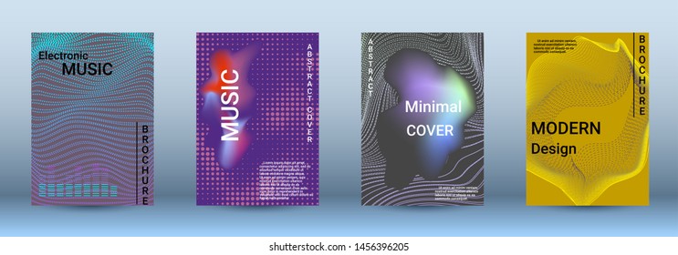 Cover design. The minimum coverage of the vector. Set of modern abstract musical backgrounds. Sound flyer for creating a fashionable abstract cover, banner, poster, booklet.