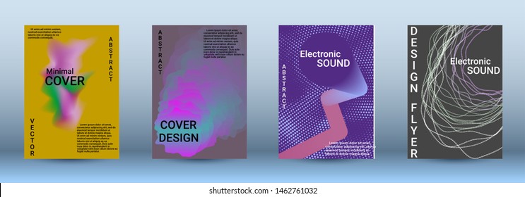 Cover design. The minimum coverage of the vector. Set of modern abstract musical backgrounds. Sound flyer for creating a fashionable abstract cover, banner, poster, booklet.