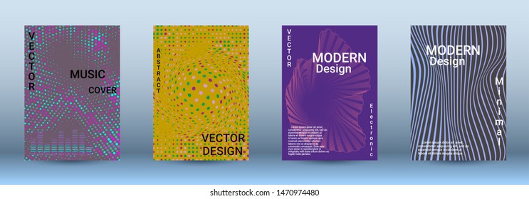 Cover design. The minimum coverage of the vector. Set of modern abstract musical backgrounds. Sound flyer for creating a fashionable abstract cover, banner, poster, booklet.
