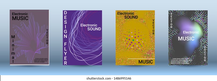 Cover design. The minimum coverage of the vector. Set of modern abstract musical backgrounds. Sound flyer for creating a fashionable abstract cover, banner, poster, booklet.