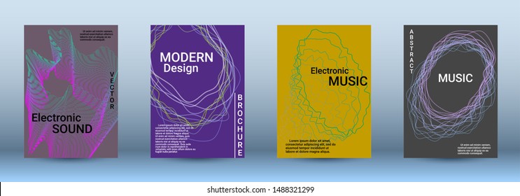 Cover design. The minimum coverage of the vector. Set of modern abstract musical backgrounds. Sound flyer for creating a fashionable abstract cover, banner, poster, booklet.