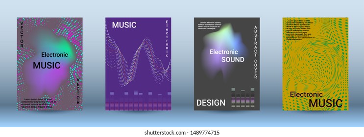 Cover design. The minimum coverage of the vector. Set of modern abstract musical backgrounds. Sound flyer for creating a fashionable abstract cover, banner, poster, booklet.