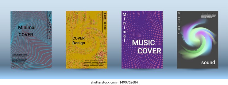 Cover design. The minimum coverage of the vector. Set of modern abstract musical backgrounds. Sound flyer for creating a fashionable abstract cover, banner, poster, booklet.