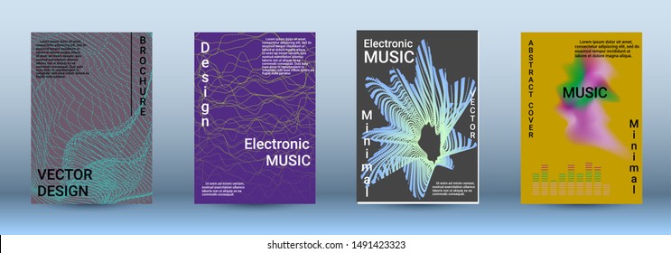 Cover design. The minimum coverage of the vector. Set of modern abstract musical backgrounds. Sound flyer for creating a fashionable abstract cover, banner, poster, booklet.