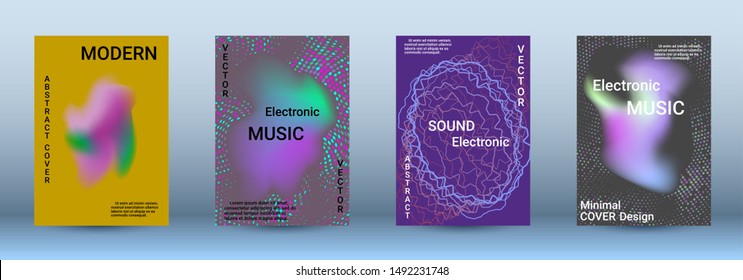 Cover design. The minimum coverage of the vector. Set of modern abstract musical backgrounds. Sound flyer for creating a fashionable abstract cover, banner, poster, booklet.