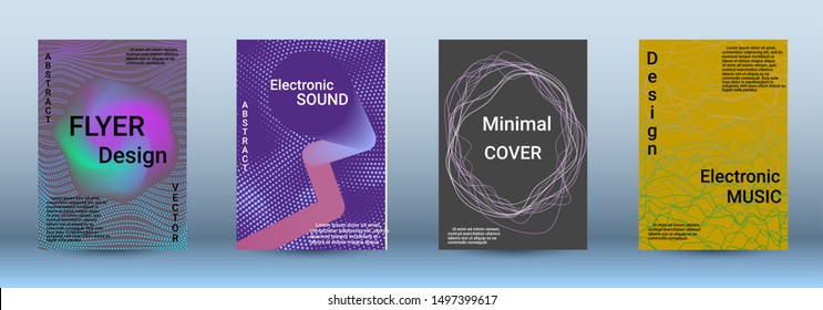 Cover design. The minimum coverage of the vector. Set of modern abstract musical backgrounds. Sound flyer for creating a fashionable abstract cover, banner, poster, booklet.
