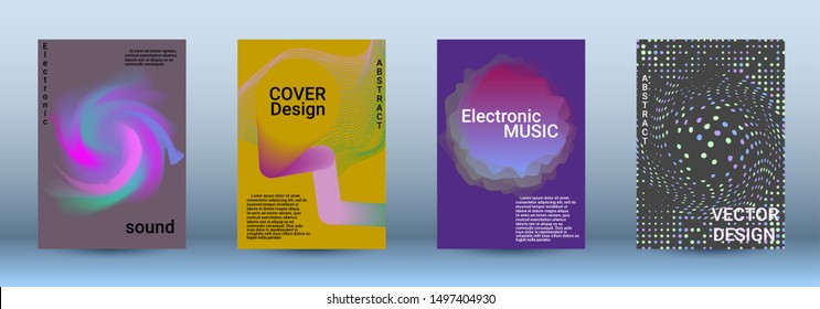 Cover design. The minimum coverage of the vector. Set of modern abstract musical backgrounds. Sound flyer for creating a fashionable abstract cover, banner, poster, booklet.