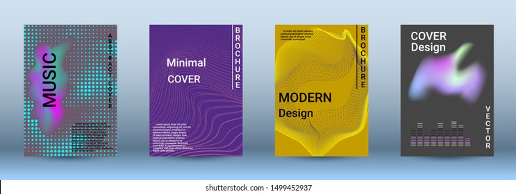 Cover design. The minimum coverage of the vector. Set of modern abstract musical backgrounds. Sound flyer for creating a fashionable abstract cover, banner, poster, booklet.