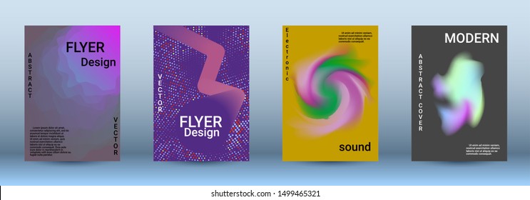 Cover design. The minimum coverage of the vector. Set of modern abstract musical backgrounds. Sound flyer for creating a fashionable abstract cover, banner, poster, booklet.