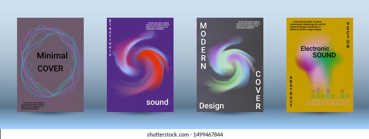 Cover design. The minimum coverage of the vector. Set of modern abstract musical backgrounds. Sound flyer for creating a fashionable abstract cover, banner, poster, booklet.