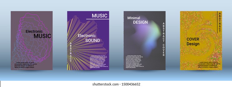 Cover design. The minimum coverage of the vector. Set of modern abstract musical backgrounds. Sound flyer for creating a fashionable abstract cover, banner, poster, booklet.