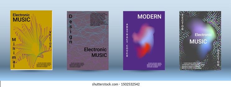Cover design. The minimum coverage of the vector. Set of modern abstract musical backgrounds. Sound flyer for creating a fashionable abstract cover, banner, poster, booklet.