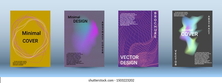 Cover design. The minimum coverage of the vector. Set of modern abstract musical backgrounds. Sound flyer for creating a fashionable abstract cover, banner, poster, booklet.