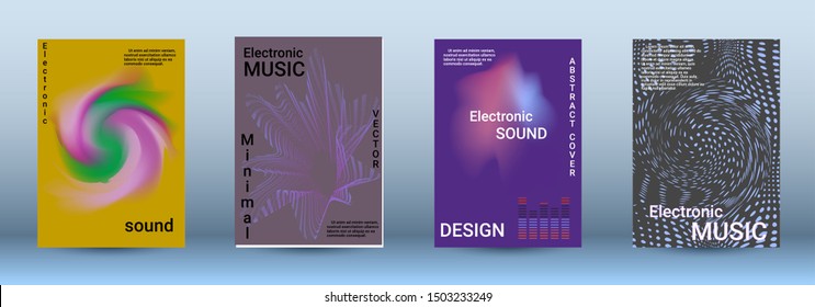 Cover design. The minimum coverage of the vector. Set of modern abstract musical backgrounds. Sound flyer for creating a fashionable abstract cover, banner, poster, booklet.