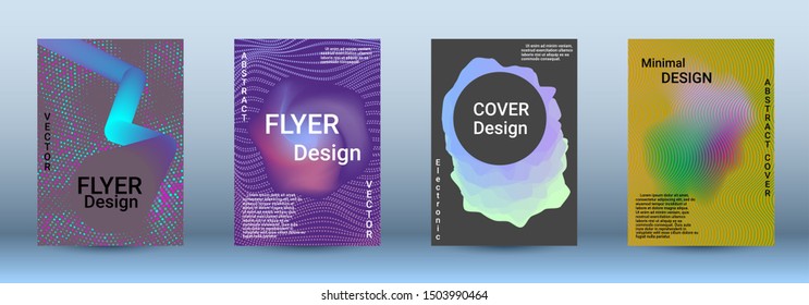 Cover design. The minimum coverage of the vector. Set of modern abstract musical backgrounds. Sound flyer for creating a fashionable abstract cover, banner, poster, booklet.