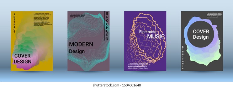 Cover design. The minimum coverage of the vector. Set of modern abstract musical backgrounds. Sound flyer for creating a fashionable abstract cover, banner, poster, booklet.